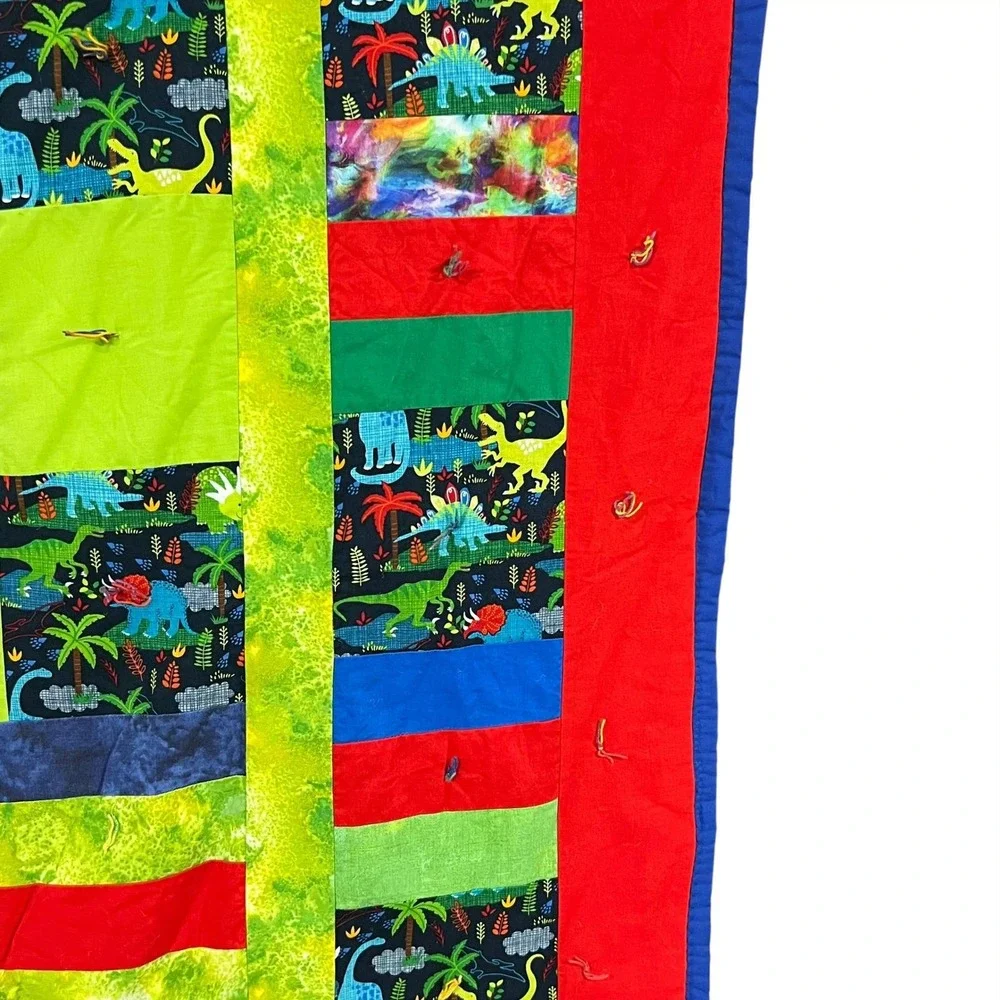 Dinosaur Patchwork‎ Twin Quilt 60x80 Colorful Kids Bedding